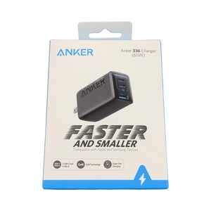 Pp6O Anker 336 Charger 65W 3-Port 2-C, 1-A Super Fast Charging - Black OPEN BOX